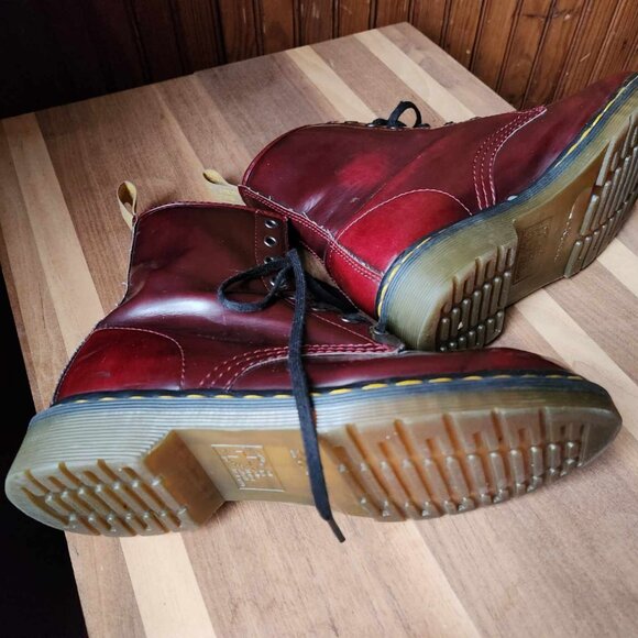 DR MARTENS Vegan 1460 Cherry Red Pascal 8-Eye Boots Shoes Size 5 - Picture 8 of 8